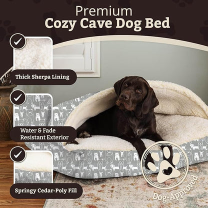 Snoozer Pet Products Luxury Rectangle Cozy Cave, Wag Collection, Small, Pedigree Storm