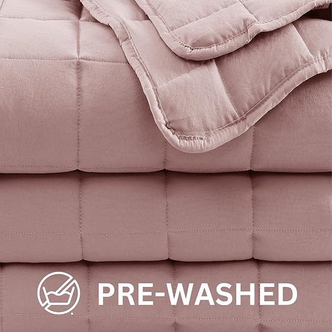 Casa Platino Premium Microfiber Down Alternative Quilted Blanket - Lightweight All Season Twin Size - Sepia Rose