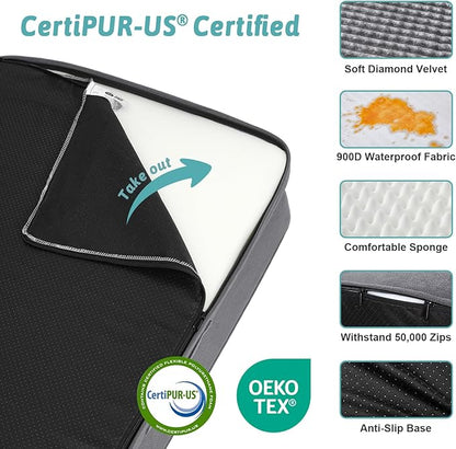 COZY KISS Orthopedic Dog Bed for Medium Small Size Dog, Dogs Crate Bed, L Shaped Foam Anti-Slip Bottom Pet Cat Sofa with Washable Removable Cover, Suitable for Pet Up to 40 lbs, 30x20x6.5 inch, Grey