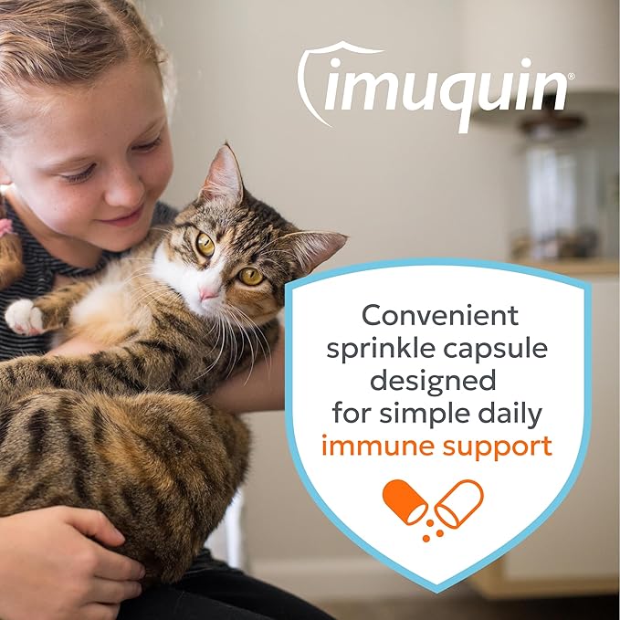 Nutramax Imuquin Immune Health Supplement for Cats, with Astaxanthin and Beta Glucans, 30 Sprinkle Capsules