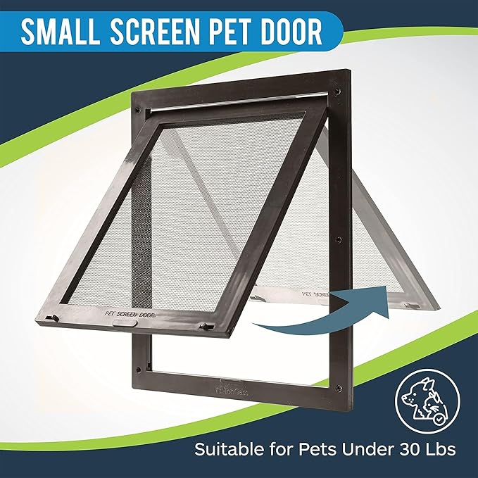 TonGass 7.9" x 9.9" Pet Screen Door Flap Compatible with Doggy Fits Dogs & Cats Under 30 Lbs, Small Dog Doors Flaps, Cat Screen Window Door Flap for Exterior Porch Screen and Window Screen - Brown