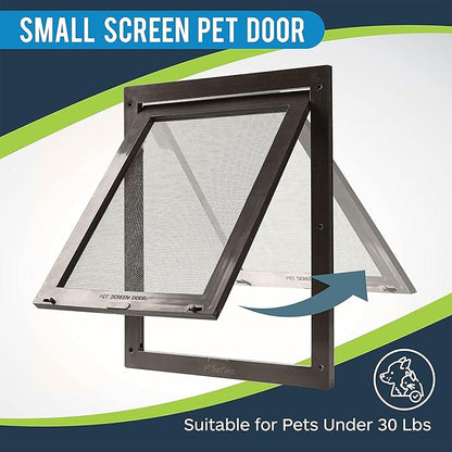 TonGass 7.9" x 9.9" Pet Screen Door Flap Compatible with Doggy Fits Dogs & Cats Under 30 Lbs, Small Dog Doors Flaps, Cat Screen Window Door Flap for Exterior Porch Screen and Window Screen - Brown
