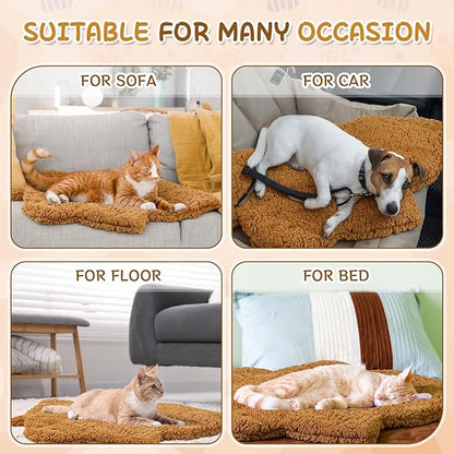 3 Pack Self Warming Pet Bed Leaf Shape Self Heating Cat Dog Mat Washable Thermal Sleeping Pad for Indoor Outdoor Hedgehog, Bunny, Sugar Glider, Rat, Chinchilla(Orange,Large-19 x29)