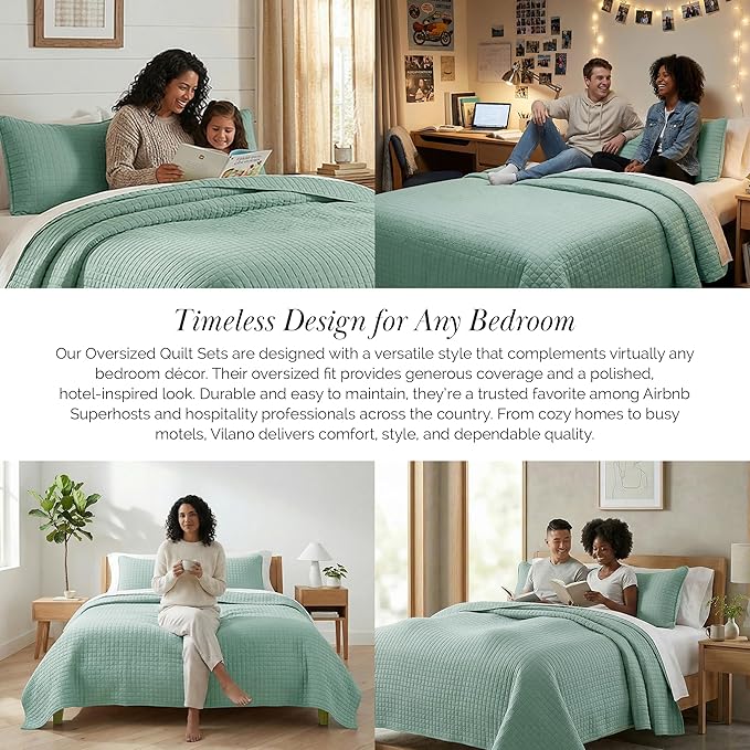 Southshore Fine Living, Inc. Oversized King Quilt Bedding Set, Soft Microfiber, Stain and Pet Hair Resistant Bedding, California/King Size Quilt Coverlet Bedspread Set with 2 Shams, Steel Blue (Teal)