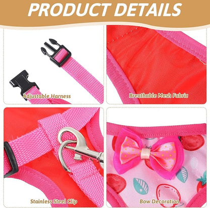 2 Pcs Adjustable Chicken Harness and Leash Set, Comfortable Chicken Vest Elastic Hen Vest with Strawberry Pineapple Print for Small Pets Duck Goose Hen Training Walking Supplies