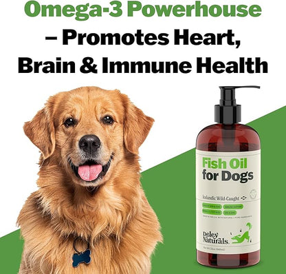 Deley Naturals Fish Oil for Dogs - Itch Relief for Dogs with Omega 3 6 9 for Skin, Joints, Heart and Brain Health - Icelandic Omega 3 Fish Oil for Dogs Skin Irritation - 32oz Omega Oil Made in USA