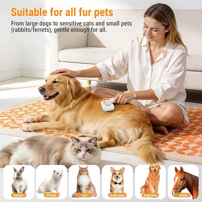 3-in-1 Pet Grooming Brush with Cool Mist & Self-Cleaning Deshedding Tool for Dogs Cats, Extra Wide Comb, Visible Water Window, Gentle for All Coats & Sensitive Skin - Ideal for Spring Shedding