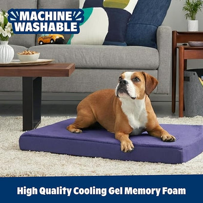 Barkbox Orthopedic Dog Bed with Memory Foam, Premium Comfort for Dogs and Puppies, Dog Bed for Joint Relief and Restful Sleep, Durable and Easy to Clean - Navy, Large