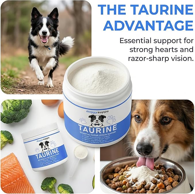 Doggy Supps Taurine, Doggy Supps Taurine Powder for Dogs, Unflavored, Easy-to-Mix Daily Supplement, Immune Support, Skin & Coat Health for Heart, Vision & Daily Wellness, 200 Grams (1)