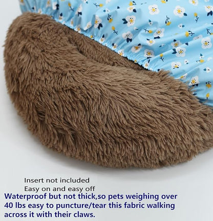 Waterproof Round Dog Bed Fitted Sheet Cover Replacement Washable Plastic Slipcover for 36 x 36 inch Faux Fur Donut Dog Beds