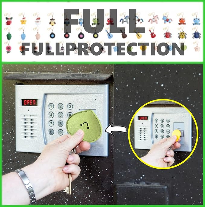 Leather Keychain Holder Case Compatible with AirTag,Cute Protective Cover with Keyring,Anti-Scratch Finder GPS Tracker Case for Wallet Keys,bag,pets,Backpack(Green Heart)