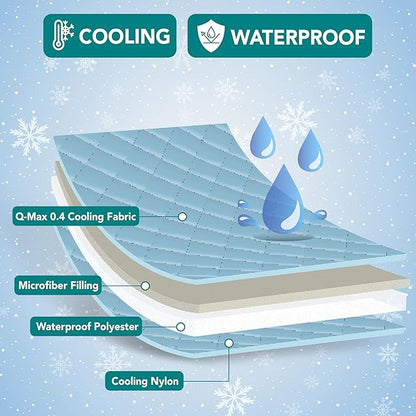 PetAmi Waterproof Cooling Mat for Dog, Premium Pet Cooling Blanket for Bed Crate, Anti Slip Indoor Dog Cool Pad for Sleeping, Q-MAX Large Sofa Couch Cover Mat for Cat, Light Blue, 40x60