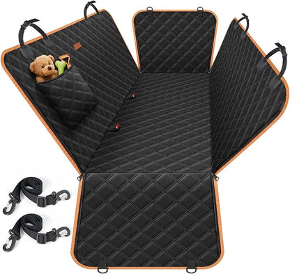 Dog Seat Cover, Upgrade Large Back Seat Pet Seat Cover Hammock for Cars, Trucks, SUVs with Nonslip Backing, Side Flaps, Waterproof, Soft (Black)