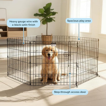 Pet Trex 24" Exercise Playpen for Dogs Eight 24" x 24" High Panels with Gate