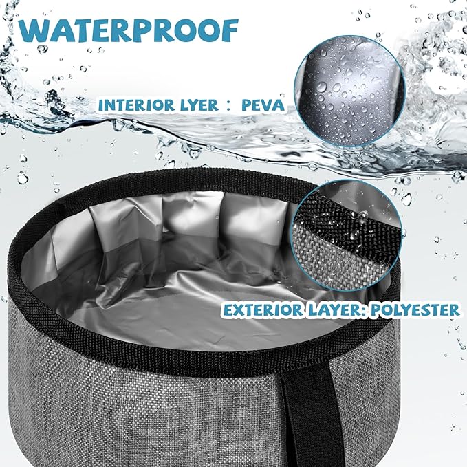 Meanplan 2 Pack Portable Dog Bowls Foldable Travel Dog Dish Portable Puppy Water and Food Bowl Pet Hiking Accessories for Small and Large Pets(Gray,40 oz)