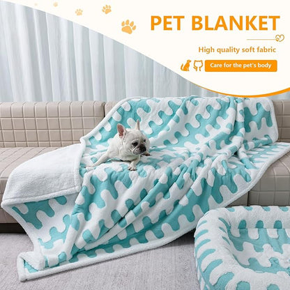 Waterproof Pet Blanket,Dog Bed Covers Couch Sofa Stylish Jacquard Pets Throw Blankets for Puppy Cats Washable Reversible Furniture Protection Covers (Blue Wave,XL)