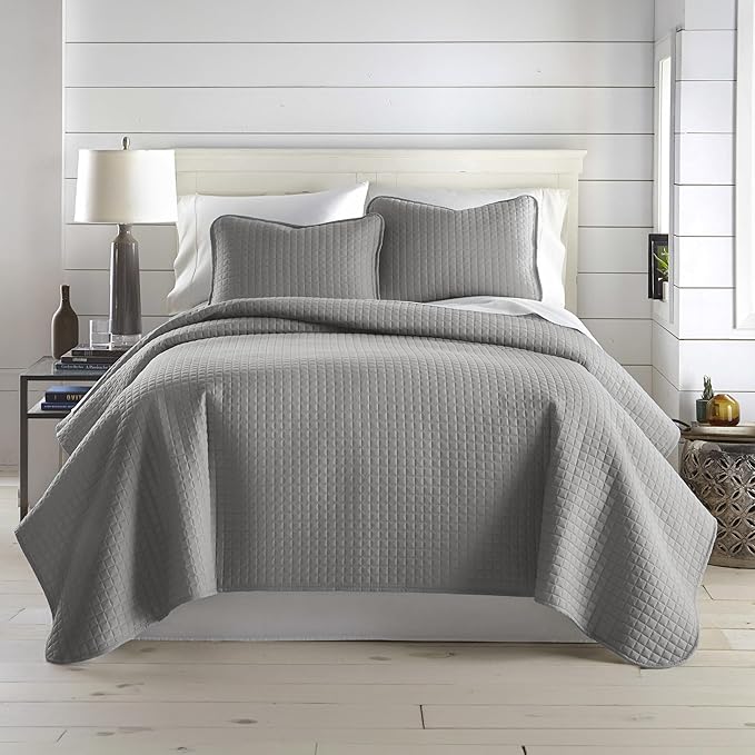 Southshore Fine Living, Inc. Comforter Quilt, King Size Bedding Set, Cal King Quilt Coverlet Set with 2 Shams, Soft Brushed Lightweight Bedspread, Pet Hair Resistant, Steel Grey