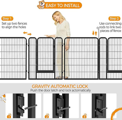 Yaheetech Dog Playpen Indoor, Extra Wide Outdoor Dog Fence Foldable Pet Puppy Exercise Pen for Yard/Garden/RV Camping, 12 Panels 40 Inch Height x 32 Inch Width