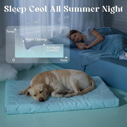 LE SURE Cooling Dog Bed, XXL Q-Max>0.5 Cooling Mat with Removable Washable Cover, Breathable Orthopedic Egg Crate Foam Non-Slip Summer Pad for Extra Large Active/Senior/Long-Haired Pets, 47x29 Inch