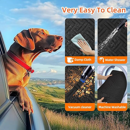 Back Seat Extender for Trucks,Hard Bottom Car Seat Cover for Dogs with Mesh Window,Waterproof Hard Bottom Dog Car Seat Cover for Ford/GMC/Chevrolet/Toyota/RAM Crew Cab Trucks&Full-Size SUVs (XL-Black)