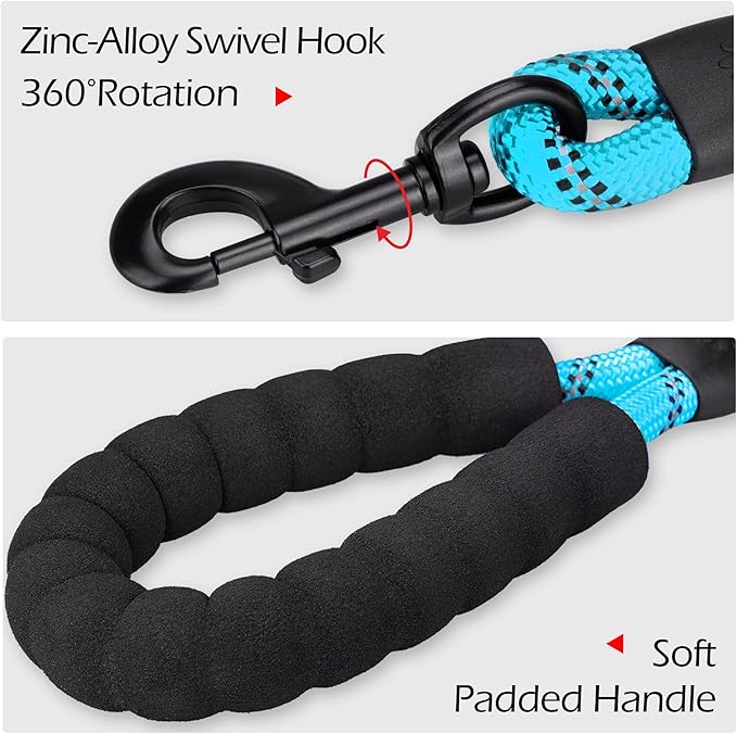 PoyPet Dog Harness and Leash Combo, Escape Proof No Pull Vest Harness, with 5 Feet Leash, Reflective Adjustable Soft Padded Pet Harness with Handle for Small to Large Dogs(Blue,L)