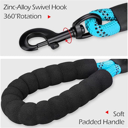 PoyPet Dog Harness and Leash Combo, Escape Proof No Pull Vest Harness, with 5 Feet Leash, Reflective Adjustable Soft Padded Pet Harness with Handle for Small to Large Dogs(Blue,L)