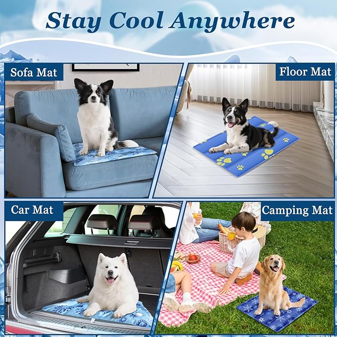 Cooling Mat for Dogs - 2025 Upgrade 23.6x17.7 Inch Pet Cool Mats for Dogs/Cats, Washable Non-Slip Cooling Pet Mat for Summer