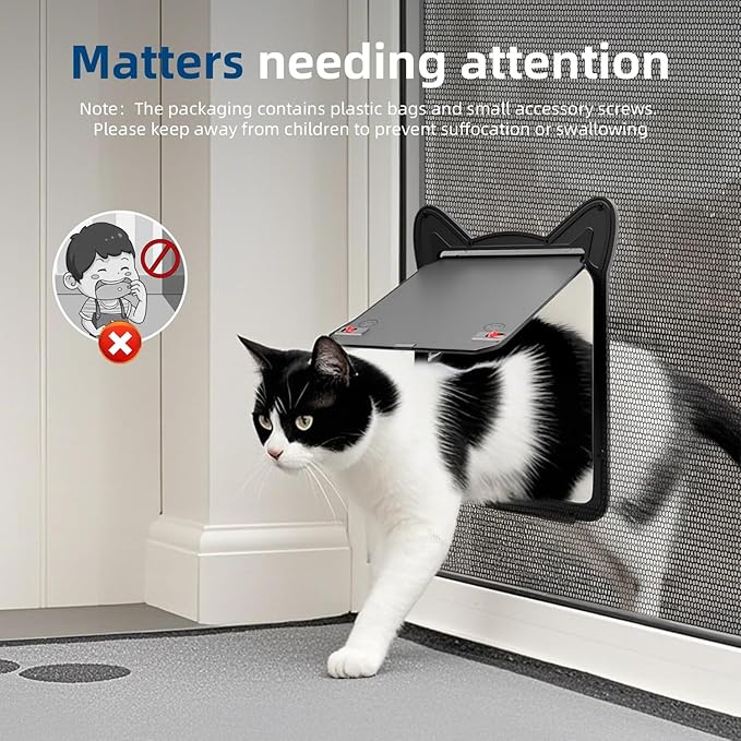 Pet Screen Door for Small Dogs & Cats - Heavy Duty Magnetic Lockable Flap, Inside Door 8.59x6.62inch, Easy Install for Sliding Glass/Patio Doors Screen, Scratch-Resistant & Security Latch (Size M)