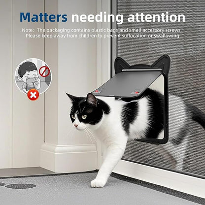 Pet Screen Door for Small Dogs & Cats - Heavy Duty Magnetic Lockable Flap, Inside Door 8.59x6.62inch, Easy Install for Sliding Glass/Patio Doors Screen, Scratch-Resistant & Security Latch (Size M)