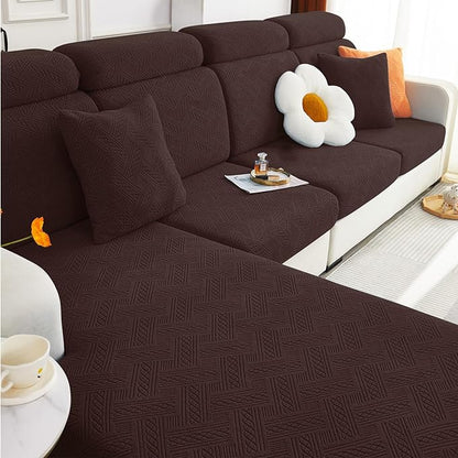 hyha Individual Couch Cushion Covers, Stretch Magic Sofa Seat Cushion Covers Washable, Dog Couch Sofa Slipcover for Pets, Kid with Elastic Bottom(Medium, Chocolate)