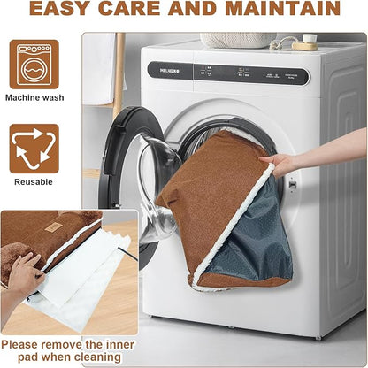 Heated Pet Bed for Cat & Puppy, 20×20In Dog Beds with Memory Foam Pet Bed, Nine Gears Smart Switch Dog Sofa with Timer, Washable Removable Cotton Sleeve, Soft and Comfortable