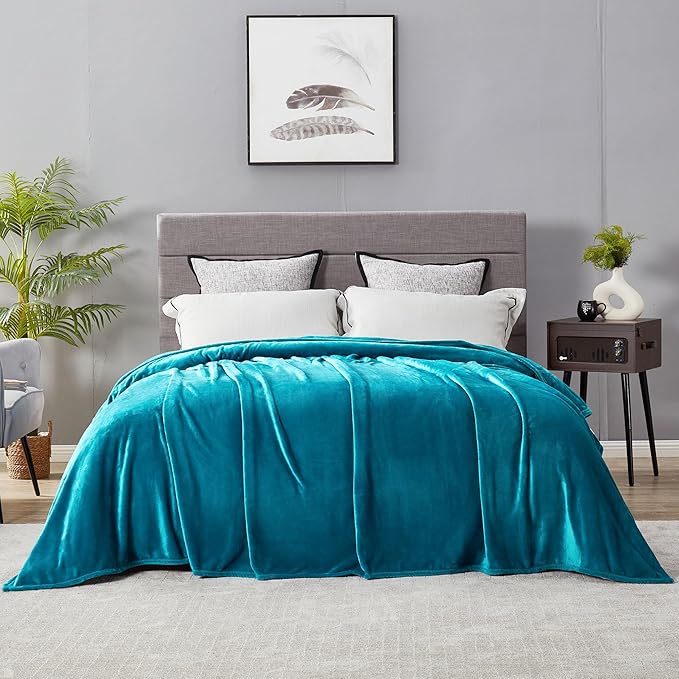 DREAMNINE Extra Large Soft Comfy Fluffy Fleece Bed Blanket Full Size 80" x 90", Luxury Huge Decorative Fuzzy Blanket for Women Girl, Big Cozy Shaggy Warm Flannel Blankets for Winter Autumn Pet, Teal