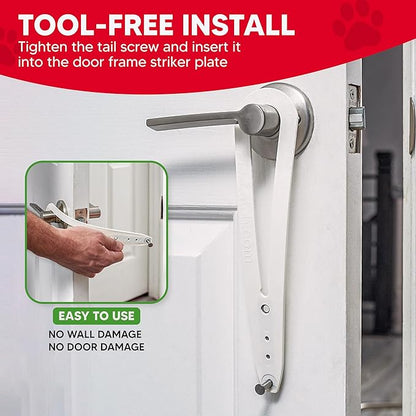 FlexLatch Cat Door Holder Latch - Extra Large Cat Door Alternative Installs Fast Flex Latch Strap Let's Cats in and Keeps Dogs Out of Litter & Food. Safe Baby Proof One Piece No Measuring Extra Easy