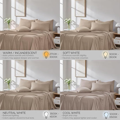 Southshore Fine Living, Inc. 21-Inch Extra Deep Pocket Cal King Sheet Set, 6-Piece California King Sheets Deep Pocket, Pet Hair Resistant Bedding, Taupe Pillow Cases Set of 4, Taupe Sheets Set
