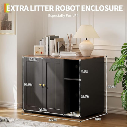 Extra Large Cat Litter Box Enclosure with Scratch Pad, Large Automatic Litter Box Furniture, Dog-Proof Litter Cabinet with Outlet, Space for Cat Stuffs