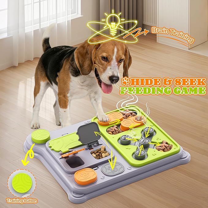 Dog Puzzle Toy Slow Feeder, Interactive Dog Toys for IQ Training & Mental Stimulation, ABS Easy Clean Detachable Tray Non-Slip Base, Enrichment Toys for Small Medium Dogs, Green