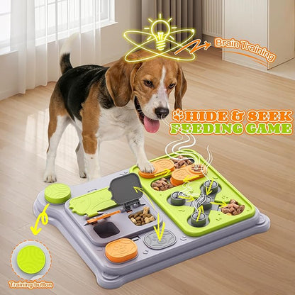 Dog Puzzle Toy Slow Feeder, Interactive Dog Toys for IQ Training & Mental Stimulation, ABS Easy Clean Detachable Tray Non-Slip Base, Enrichment Toys for Small Medium Dogs, Green