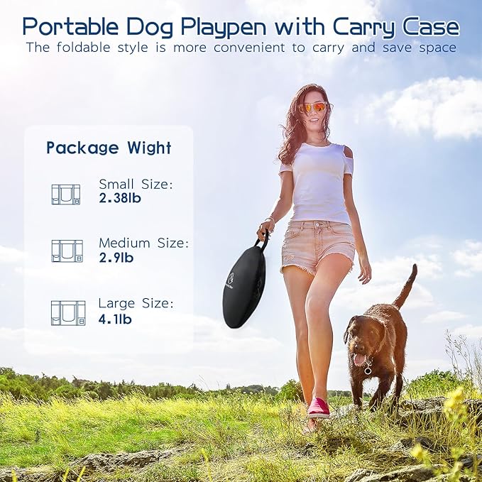 Dog Playpen,Pet Playpen,Foldable Puppy Cat Playpen,Portable Exercise Kennel Tent Crate,Water-Resistant Breathable Shade Cover, Indoor Outdoor Travel Camping Use for Small Animals with Carrying Case(S)