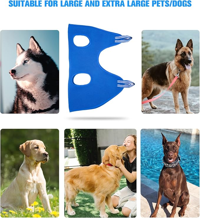 Kkiimatt 10 in 1 Dog Pet Grooming Hammock Harness with Nail Clippers/Trimmer, Nail File,Dog Nail Hammock, Dog Grooming Sling for Nail Trimming/Clipping (XXXL/Under 130lb, Blue)