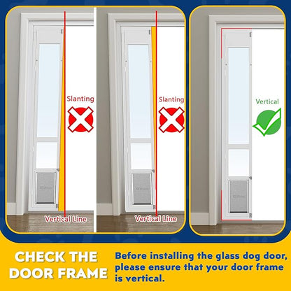 3 Flap Large Dog Door for Sliding Glass Door, Openable Pet Door for Sliding Glass Doors, Adjustable 75 7/8" to 81" Slider Height-Large