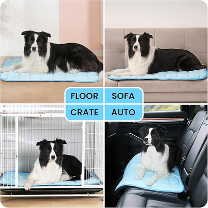 Dog Cooling Mat, Double-Sided with Cooling Fabric & Warm Flannel, 51.2" x 37.4" Thickened Cooling Mat for Dogs, No Electricity Needed, Machine Washable, Portable Crate Pad for Indoor & Outdoor Use