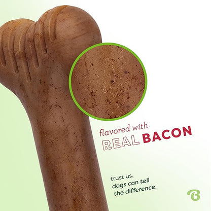 Benebone Bone Durable Dog Chew Toy for Aggressive Chewers, Real Bacon, Made in USA, Small
