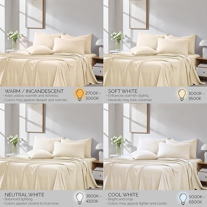 Southshore Fine Living, Inc. 4-Piece Twin Sheets Set, 21" Deep Pocket Twin Fitted Sheet, Oversized Flat Sheet, Microfiber Bedding, Premium Bedding, Cream Pillow Cases Standard Size, Cream Sheets