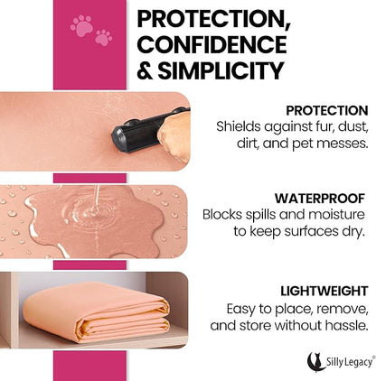 SILLY LEGACY Thin Reversible Waterproof Protective Cover or Liner for Bed or Couch (Queen Size, 96 x 82 inch), for Dogs and Cats, Babies; Incontinence, Dirt, Drool