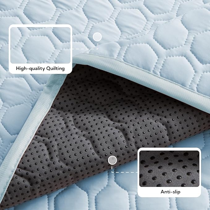 Soulbond Backseat Dog Cooling Mat for Cars - 24.5"x52" Washable Back Seat Self Cooling Pad for Cat & Puppy, QMAX>0.3, Non-Slip Cold Pet Bed Backseat Extender for Cars, SUVs, Trunks, Light Blue