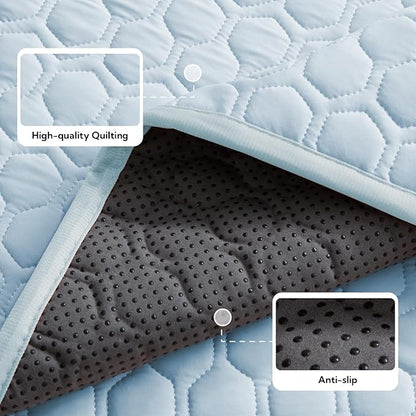 Soulbond Backseat Dog Cooling Mat for Cars - 24.5"x52" Washable Back Seat Self Cooling Pad for Cat & Puppy, QMAX>0.3, Non-Slip Cold Pet Bed Backseat Extender for Cars, SUVs, Trunks, Light Blue
