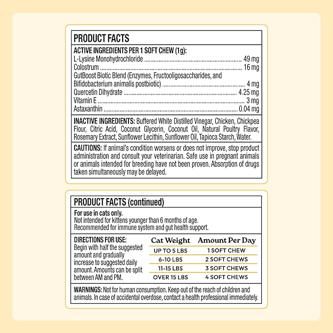New! WellJoy Cat Supplement Immune+ GutBoost | Cat Health Supplement | with Lysine | Enhances Immune Response | Dual-Benefit Formula | Vet Formulated | Made in USA | Chicken Flavor | 90 Soft Chews