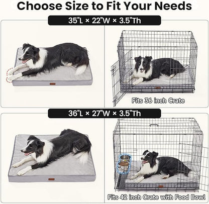 OhGeni Orthopedic Waterproof Dog Bed for Medium Large Dogs, Machine-Washable Removable Cover in Easy-Clean Fabric, High Density Foam & Easy-Carry Handle, Wider and Larger, 36 inch (Brown)