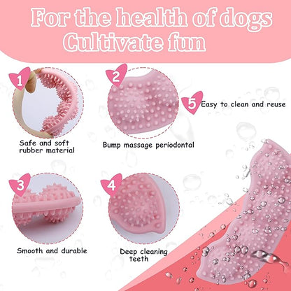 6 Pack Pet Dog Puppy Chew Toys for Teething Small Dogs,Soft Natural Rubber Pink Interactive Dog Puppy Toys Fun Cleaning Squeaky,Funny Dog Chew Toys for Small Medium Breed