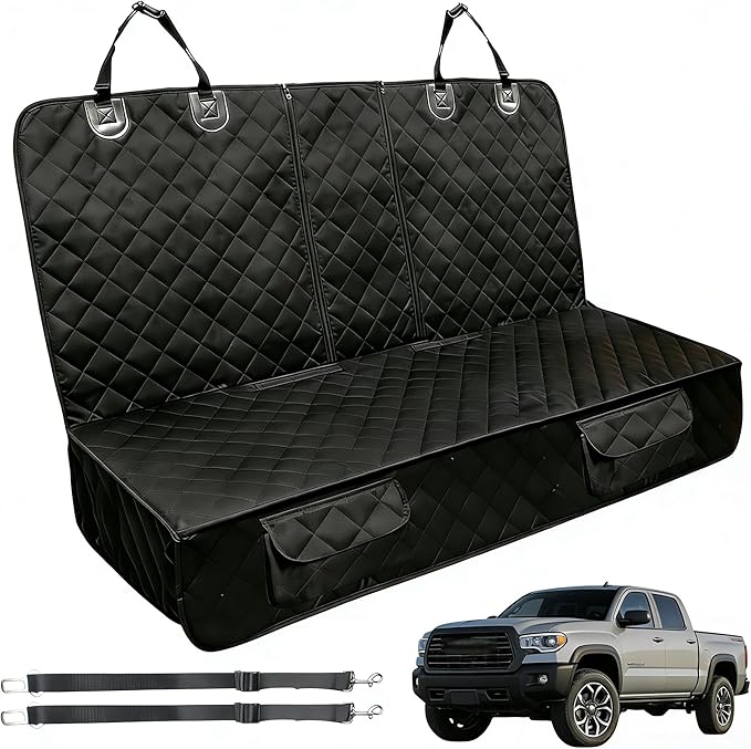 Dog Car Seat Cover, Back Seat Cover for Toyota Tacoma SR SR5 TRD Sport Off-Road Pro Limited Double Cab Access Cab 1995-2024 2025 2026, Non-Slip Backing Waterproof Car Pet Bench Backseat Covers